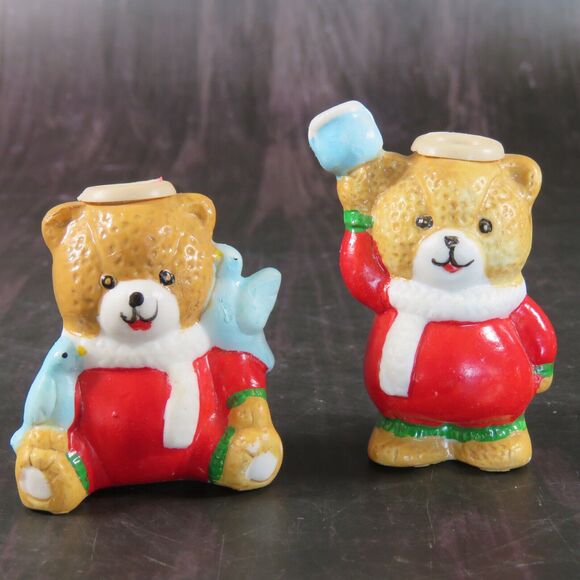 Teddy Bear Ceramic Christmas Ornaments, R.O.C Light Covers Vintage 3” Lot 5 - Picture 3 of 16